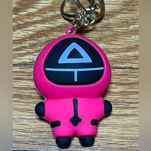 Pink Squid Game Triangle Guard Keychain